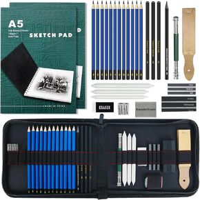 LUCYCAZ Drawing Kit - Art Supplies for Kids 9-12, Travel Drawing Set Includes Drawing Pad, Origami Paper, Sketch and Colored Pencils, Eraser and Sharpener. Sketch Kit for Kids, Teens and Adults