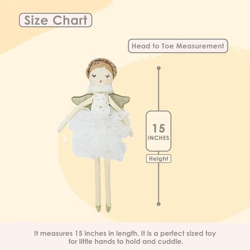 Mon Ami Adele Small White Angel Stuffed Doll - 15 "، دمية رائعة ومحبوبة ، استخدم كصديقة للألعاب أو ديكور الغرفة ، هدية رائعة للأطفال من جميع الأعمار in Saudi Arabia