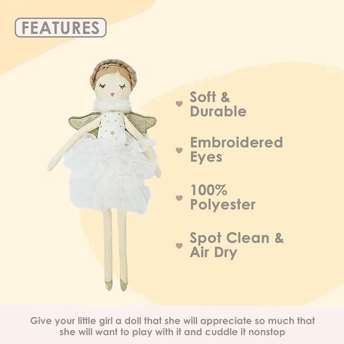 Mon Ami Adele Small White Angel Stuffed Doll - 15 "، دمية رائعة ومحبوبة ، استخدم كصديقة للألعاب أو ديكور الغرفة ، هدية رائعة للأطفال من جميع الأعمار in Saudi Arabia