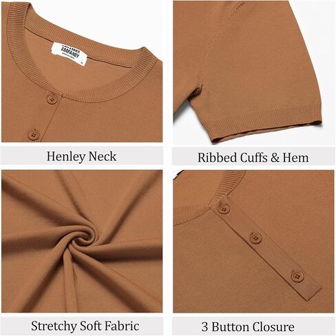 COOFANDY Men's Knit Henley Shirts Short Sleeve Casual Basic Tee Summer Button Soild T Shirts in Kuwait