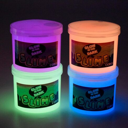 Glow in The Dark Slime Kit 6 Pack, Neon Blue, Green, Pink, Yellow Colors, Non Sticky, Glowing Galaxy Slime Kit for Kids, Kids Party Favors, Goody Bag Fillers, Stress Relief Toys, Holiday Supplies in Saudi Arabia