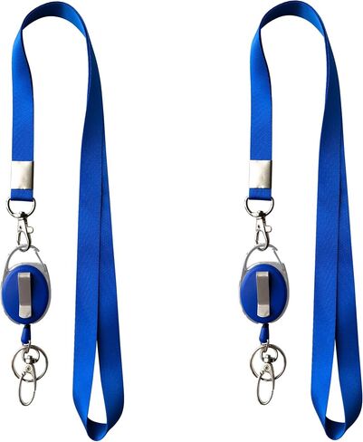2 Lanyards + 2 Retractable Badge Reel with Clip and Key Ring for ID Card Holders (Black) in Kuwait