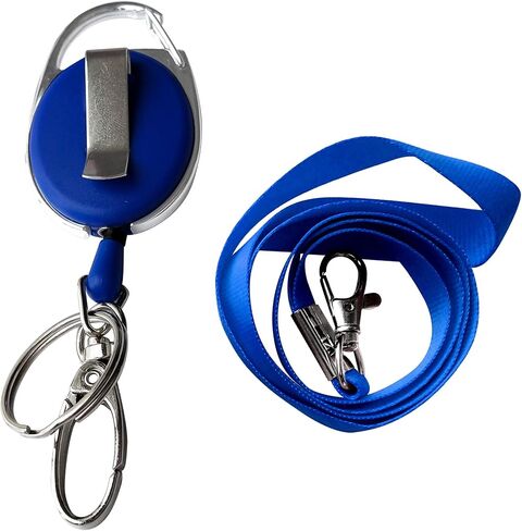 2 Lanyards + 2 Retractable Badge Reel with Clip and Key Ring for ID Card Holders (Black) in Kuwait