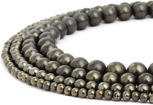 RUBYCA Wholesale Natural Pyrite Gemstone Round Loose Beads for DIY Jewelry Making 1 Strand - 6mm in Saudi Arabia
