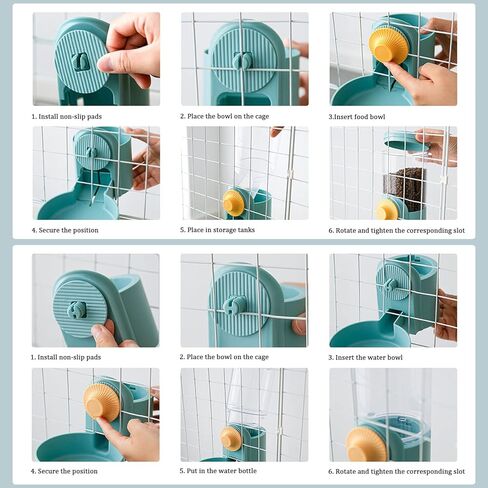 kathson 35oz Hanging Automatic Food Water Dispenser Gravity Pet Auto Feeder Waterer Set for Rabbit Cat Dog Chinchilla Ferret (Food and Water Dispenser) in Kuwait