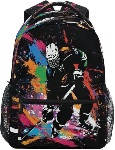 ALAZA Ice Hockey Player on Black Backpack Daypack School Bag Travel Shoulder Bag for Students Boys Girls in Saudi Arabia