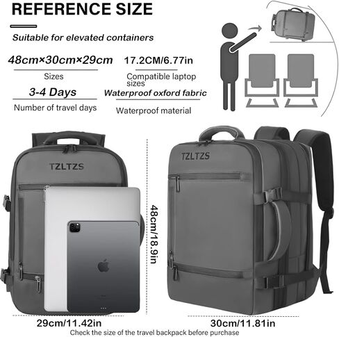 Travel Backpack, Carry On Backpack Airline Approved,Extra Large Expandable Waterproof, 17.3inch Laptop Backpack USB Charging Port, Business College Rucksack Backpack Gifts for Men Women,Black in Saudi Arabia