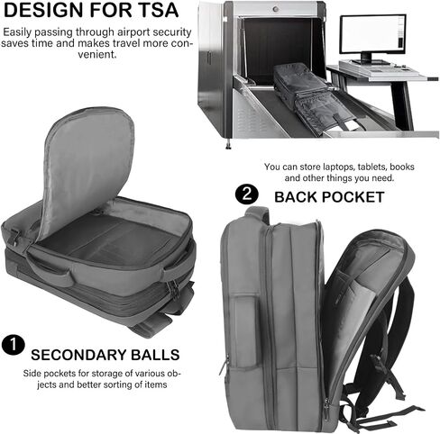 Travel Backpack, Carry On Backpack Airline Approved,Extra Large Expandable Waterproof, 17.3inch Laptop Backpack USB Charging Port, Business College Rucksack Backpack Gifts for Men Women,Black in Saudi Arabia