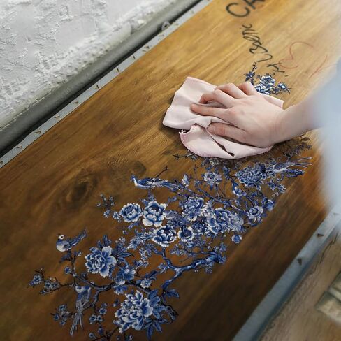 OLYCRAFT 3pcs/Set Blue Flower Rub on Transfers for Furniture and Crafts 6x12 inch Blue Bird Decor Transfer Stickers Blue Landscape Rub on Decals for Wood Furniture Scrapbooking Home Decorations in Saudi Arabia