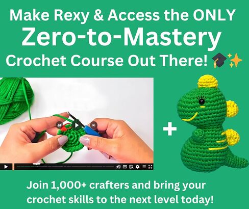 Amigo Rumi Cute Dinosaur Beginners Crochet Kit - Learn How to Crochet Starter Kit - 3+ Hour Video Tutorials & Crocheting Book - Easy to Stitch Yarn - Amigurumi Stuffed Animal for Kids 12+ & Adults in Saudi Arabia
