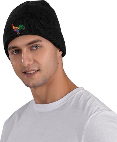Black Mushroom Beanie Hat Winter Embroidered Knit Cap for Men Women in Saudi Arabia