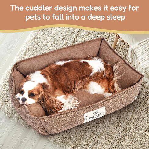 FluffyDream Calming Dog Bed, Super Soft Pet Bed with Pillow Edge, Dog Sofa Bed, Cute Bed Sofa for Pet, Suitable for Dogs Up to 30 lbs, 24'' x 20'', Grey in Saudi Arabia