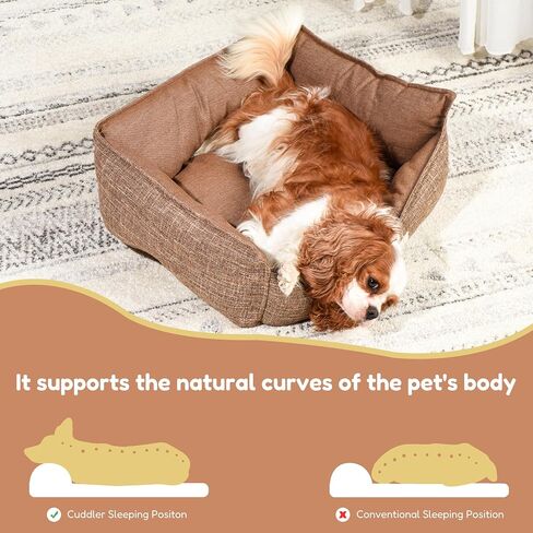 FluffyDream Calming Dog Bed, Super Soft Pet Bed with Pillow Edge, Dog Sofa Bed, Cute Bed Sofa for Pet, Suitable for Dogs Up to 30 lbs, 24'' x 20'', Grey in Saudi Arabia