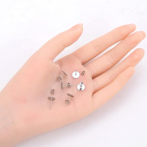 100pcs Adabele 316 Grade Surgical Stainless Steel Hypoallergenic Stud Earring Post Findings 6mm Glue On Flat Pad 100pcs Earnut Backs DIY Earrings Jewelry Making SEF221-6 in Saudi Arabia