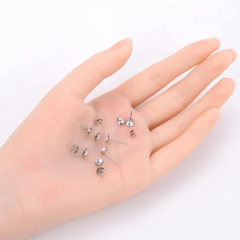 100pcs Adabele 316 Grade Surgical Stainless Steel Hypoallergenic Stud Earring Post Findings 6mm Glue On Flat Pad 100pcs Earnut Backs DIY Earrings Jewelry Making SEF221-6 in Saudi Arabia