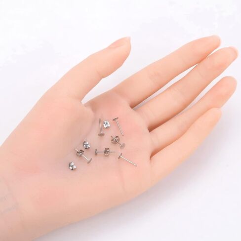 100pcs Adabele 316 Grade Surgical Stainless Steel Hypoallergenic Stud Earring Post Findings 6mm Glue On Flat Pad 100pcs Earnut Backs DIY Earrings Jewelry Making SEF221-6 in Saudi Arabia