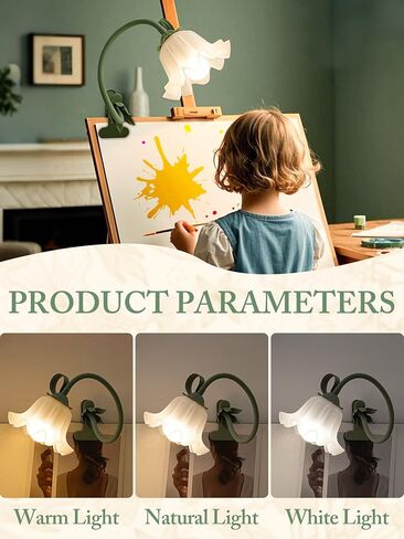 Flower Desk Lamp,LED Reading Light 360°Rotation Clip on Lamps,Vintage Flower Bedside Night Light,3 Colors Modes Book Lights Decor for Bedroom Bed Headboard Office Lighting Table Lamp Home Decoration in Saudi Arabia