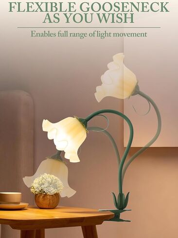 Flower Desk Lamp,LED Reading Light 360°Rotation Clip on Lamps,Vintage Flower Bedside Night Light,3 Colors Modes Book Lights Decor for Bedroom Bed Headboard Office Lighting Table Lamp Home Decoration in Saudi Arabia