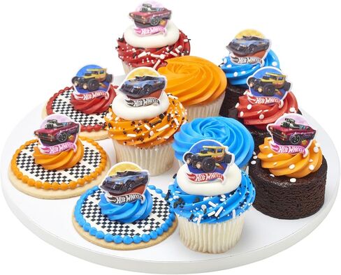 Hot Wheels™ Rings | 24 Epic Stunt Cupcake Toppers | DecoPac Hot Wheels Cars Cake Decorations, Multi-colored, Food Safe & Ready To Use - 24 Pack in Kuwait