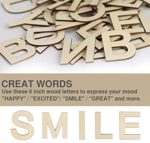 4 Inch Wood Letters, 72 Pcs Wooden Alphabet Letters for Crafts 4" Unfinished Wood Alphabet Cutouts Letters Sign Decoration for DIY Crafts Painting Wall Decor (72PCS/4INCH) in Saudi Arabia