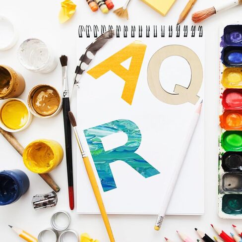 4 Inch Wood Letters, 72 Pcs Wooden Alphabet Letters for Crafts 4" Unfinished Wood Alphabet Cutouts Letters Sign Decoration for DIY Crafts Painting Wall Decor (72PCS/4INCH) in Saudi Arabia
