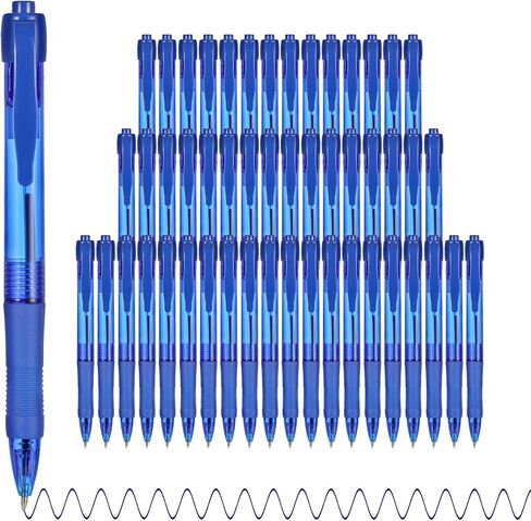 deegtran Pens Bulk, 50 Pack No Bleed Blue Ink Click Pens with Soft Grip, Wholesale Retractable Ballpoint Pens for Office School, Medium Point Smooth 1.0MM in Saudi Arabia