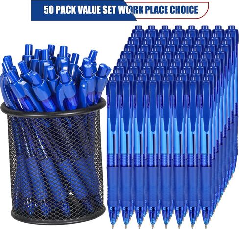 deegtran Pens Bulk, 50 Pack No Bleed Blue Ink Click Pens with Soft Grip, Wholesale Retractable Ballpoint Pens for Office School, Medium Point Smooth 1.0MM in Saudi Arabia