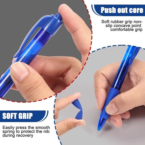 deegtran Pens Bulk, 50 Pack No Bleed Blue Ink Click Pens with Soft Grip, Wholesale Retractable Ballpoint Pens for Office School, Medium Point Smooth 1.0MM in Saudi Arabia