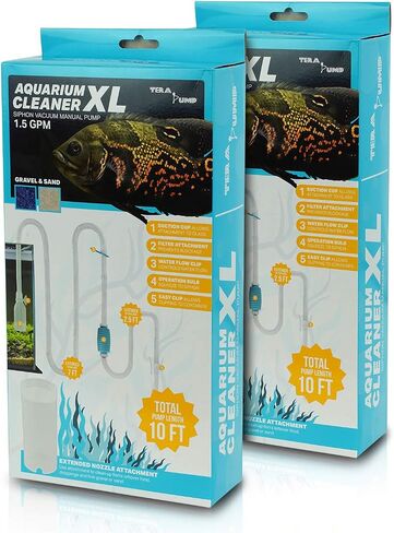 Tera Pump 2 Pack Extra Long 10 Ft Fish Clave Cleaner Siphon - مضخة مياه يدوية لأحواض السمك 10 جالون - تخطي الماء الخالي من BPA. in Kuwait