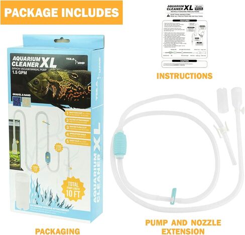 Tera Pump 2 Pack Extra Long 10 Ft Fish Clave Cleaner Siphon - مضخة مياه يدوية لأحواض السمك 10 جالون - تخطي الماء الخالي من BPA. in Kuwait