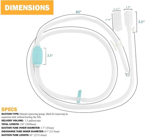 Tera Pump 2 Pack Extra Long 10 Ft Fish Clave Cleaner Siphon - مضخة مياه يدوية لأحواض السمك 10 جالون - تخطي الماء الخالي من BPA. in Kuwait