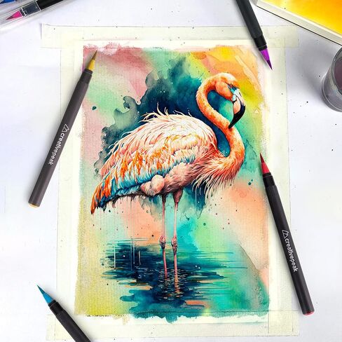Creativepeak Watercolor Brush Pens, 72 Vibrant Soft Tip Coloring Markers w/ 4 Blending Brushes, Watercolor Brush Pen Set for Calligraphy, Lettering, Coloring & Journaling, Premium Art Supplies in Saudi Arabia