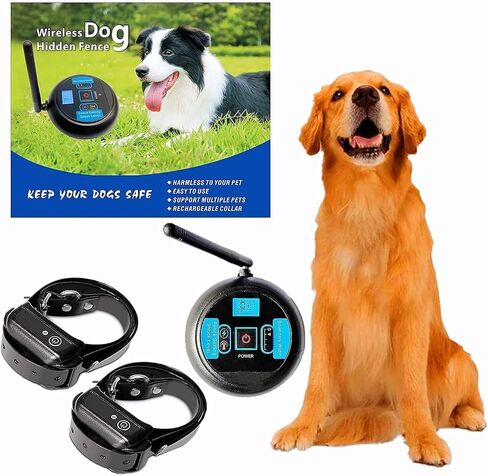 Yancen Wireless Dog Bence نظام احتواء كهربائي PET ، قوة صدمة نطاق التحكم القابلة للتعديل ، فعالة آمنة لا بشكل عشوائي على التصحيح ، طوق الكلب المقاوم للماء القابل لإعادة الشحن in Kuwait