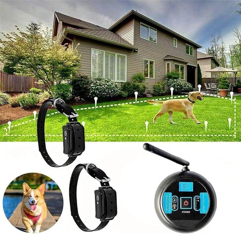 Yancen Wireless Dog Bence نظام احتواء كهربائي PET ، قوة صدمة نطاق التحكم القابلة للتعديل ، فعالة آمنة لا بشكل عشوائي على التصحيح ، طوق الكلب المقاوم للماء القابل لإعادة الشحن in Kuwait