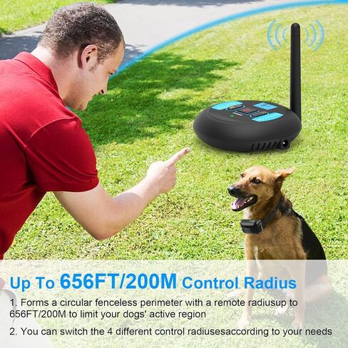 Yancen Wireless Dog Bence نظام احتواء كهربائي PET ، قوة صدمة نطاق التحكم القابلة للتعديل ، فعالة آمنة لا بشكل عشوائي على التصحيح ، طوق الكلب المقاوم للماء القابل لإعادة الشحن in Kuwait