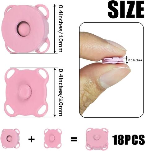 MIUPOO Metal Suction Sew On Snaps Buttons for Sewing Supplies, Fasteners Press Studs for Sewing Clothes,Snap Clasps Button for Clothes Jeans Overcoat DIY,18 Sets,Silver, Mixed Size in Saudi Arabia