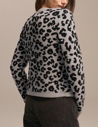 Women Leopard Print Cardigan Open Front Button Down Sweater Long Sleeve Cotton Knit Fall Clothes Outerwear Coats in Kuwait