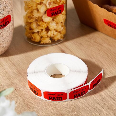 Zhanmai 5 Rolls 5000 Pcs Paid Thank You Store Sticker 0.75 x 1.5 Inch Self Adhesive Retail Merchandise Labels Thank You for Your Purchase Stickers for Supermarkets Stores (Bright Fluorescent Orange) in Kuwait