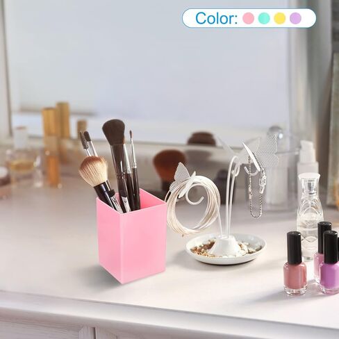 PATIKIL Pencil Holder, Plastic Pen Makeup Brush Holder Cup Storage Square Desktop Organizer Stationery Caddy for Home Office, Purple in Kuwait