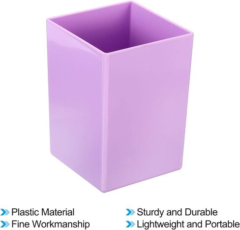 PATIKIL Pencil Holder, Plastic Pen Makeup Brush Holder Cup Storage Square Desktop Organizer Stationery Caddy for Home Office, Purple in Kuwait