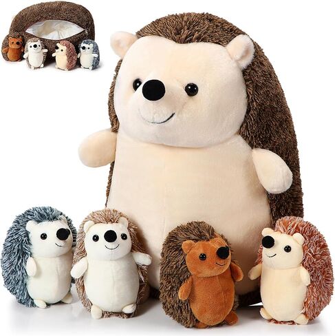 Hiboom 5 PCS Hedgehog محشوة حيوان ، 14 بوصة من القنادق الكبير القنفذ المحشوة بألعاب أفخم مع 4 أفخم طفل لعبة Plushie Plushie Toy for Boys Girls Homibors Party (STAND) in Saudi Arabia