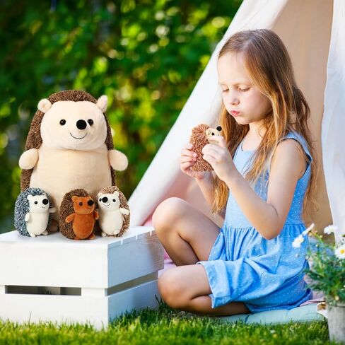 Hiboom 5 PCS Hedgehog محشوة حيوان ، 14 بوصة من القنادق الكبير القنفذ المحشوة بألعاب أفخم مع 4 أفخم طفل لعبة Plushie Plushie Toy for Boys Girls Homibors Party (STAND) in Saudi Arabia