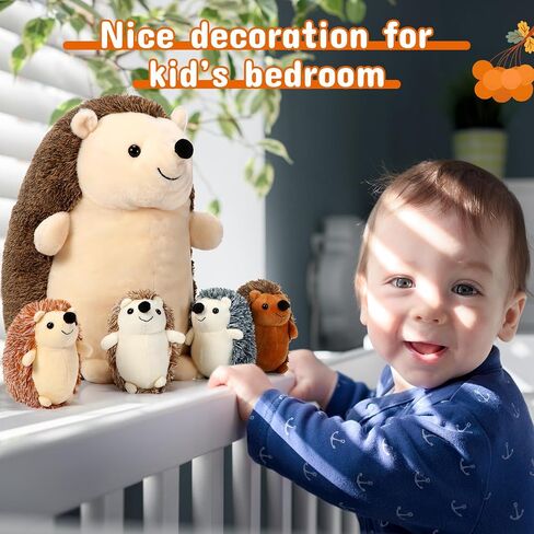 Hiboom 5 PCS Hedgehog محشوة حيوان ، 14 بوصة من القنادق الكبير القنفذ المحشوة بألعاب أفخم مع 4 أفخم طفل لعبة Plushie Plushie Toy for Boys Girls Homibors Party (STAND) in Saudi Arabia