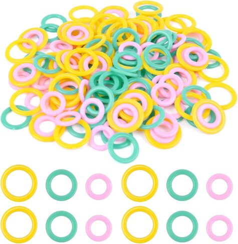 BronaGrand 200pcs Colorful Knitting Crochet Markers Locking Stitch Marker Split Rings Plastic Knitting Stitch Rings Sewing Accessories for DIY Handmade Stitching Knitting Crafts, 2 Sizes in Saudi Arabia