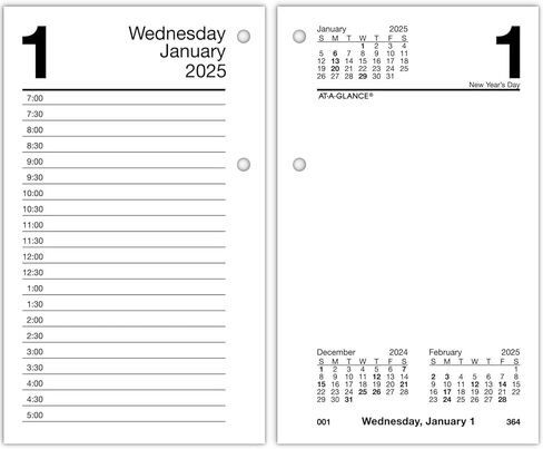 AT-A-GLANCE 2025 CALLENDAR CALENDAR DELLENDAR ، يوميًا ، 3-1/2 "× 6" ، قياسي ، فضفاضة (E717T5025) in Kuwait