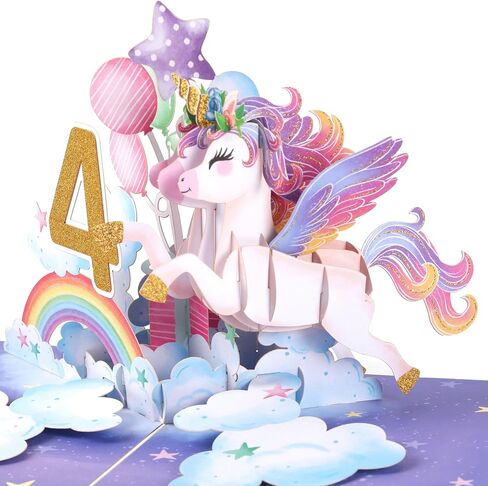 Liif Unicorn Happy 3rd Birthday Card, Pop Up Birthday Card for 3 Year Old for Kids, Girl in Saudi Arabia