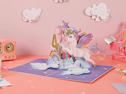 Liif Unicorn Happy 3rd Birthday Card, Pop Up Birthday Card for 3 Year Old for Kids, Girl in Saudi Arabia