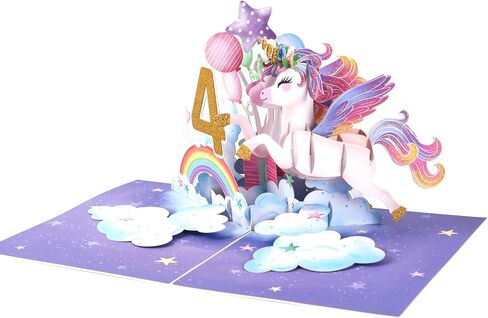 Liif Unicorn Happy 3rd Birthday Card, Pop Up Birthday Card for 3 Year Old for Kids, Girl in Saudi Arabia