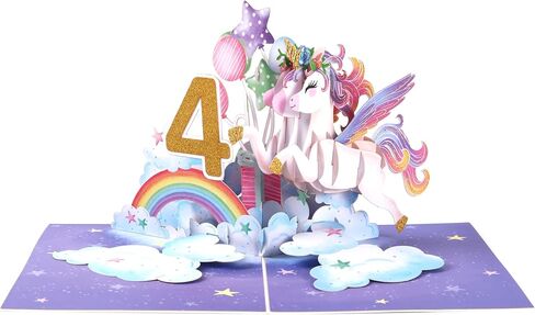 Liif Unicorn Happy 3rd Birthday Card, Pop Up Birthday Card for 3 Year Old for Kids, Girl in Saudi Arabia
