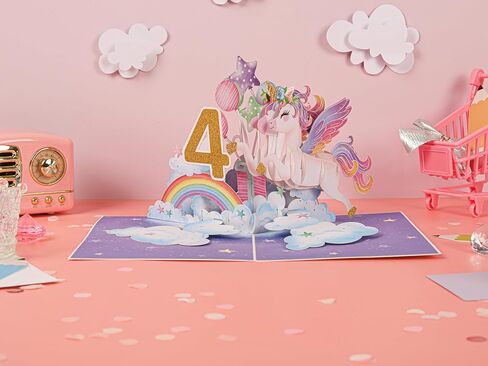 Liif Unicorn Happy 3rd Birthday Card, Pop Up Birthday Card for 3 Year Old for Kids, Girl in Saudi Arabia